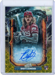 Rhett Lowder 2025 Topps Chrome Cosmic Extraterrestrial Talent Auto Gold Interstellar Refractor #'d 19/50