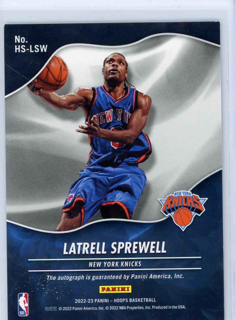 Latrell Sprewell 2022-23 Panini NBA Hoops Hot Signatures Auto