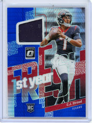 C.J. Stroud 2023 Panini Donruss Optic 1st Year Fresh Blue Hyper Prizm Relic RC