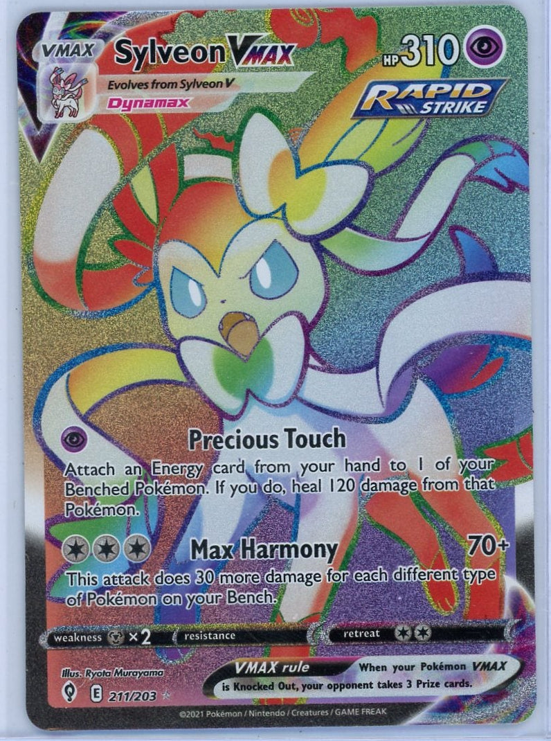 Sylveon Vmax Pokémon Evolving Skies Rainbow Secret Rare #211/203