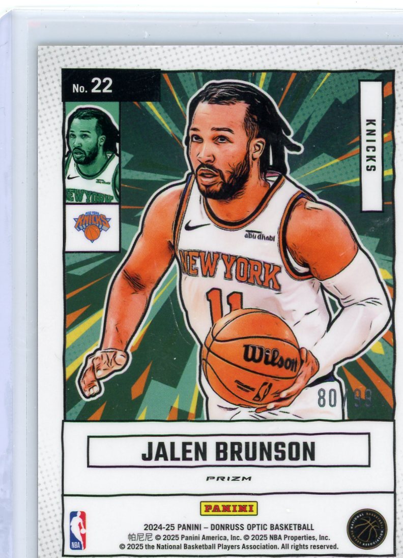 Jalen Brunson 2024-25 Panini Donruss Optic Net Marvels Red & Gold International #'d 80/99
