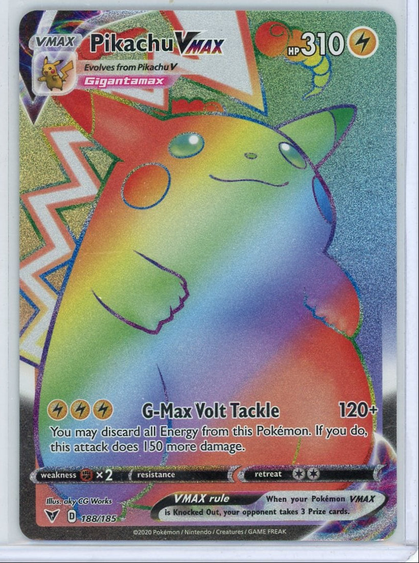 Pikachu Vmax Pokémon Vivid Voltage Rainbow Secret Rare #188/185