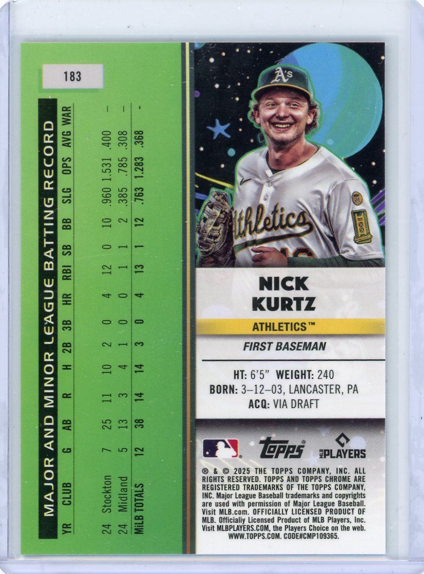 Nick Kurtz 2025 Topps Chrome Cosmic Nucleus Refractor