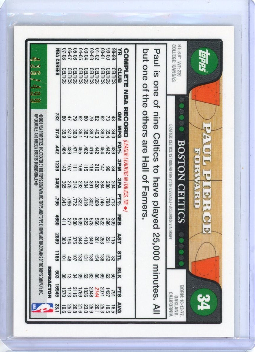 Paul Pierce 2008-09 Topps Chrome orange refractor #'d 436/499