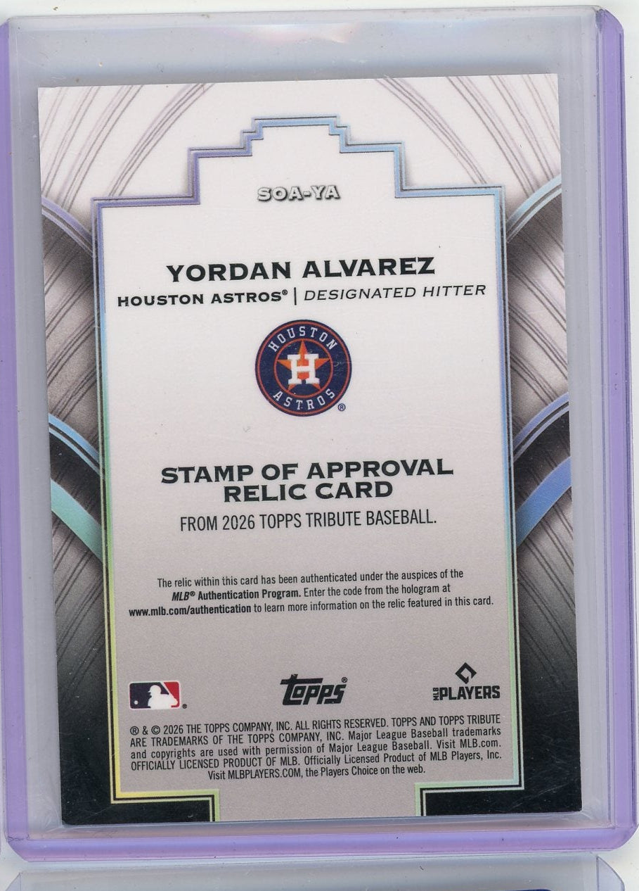 Yordan Alvarez 2026 Topps Tribute Patch #'d 048/199