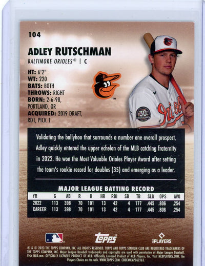 Adley Rutschman 2023 Topps Stadium Club red rookie card