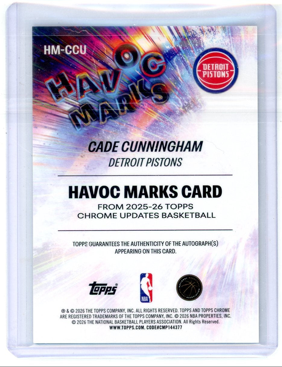 Cade Cunningham 2025-26 Topps Chrome Update Sapphire Havoc Marks Auto Gold #'d 41/50