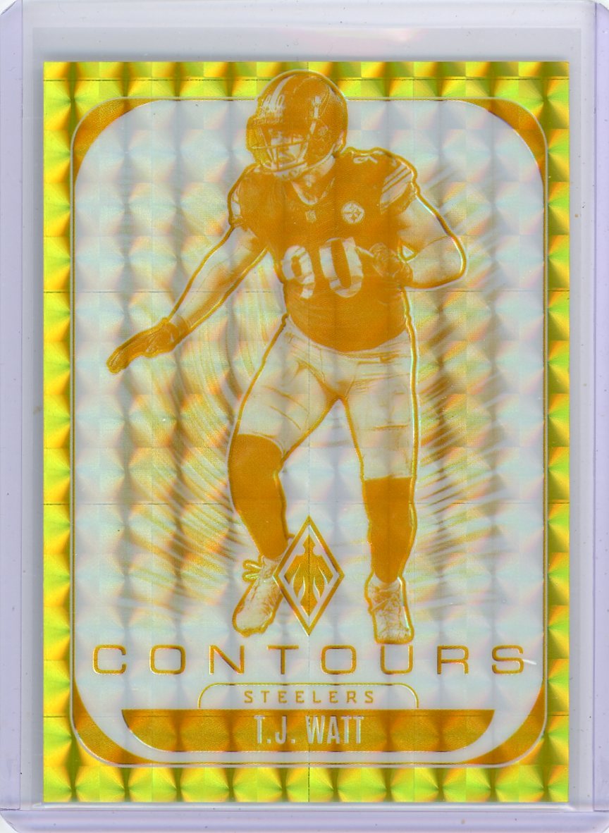 T.J. Watt 2025 Panini Phoenix Contours Yellow Pyramids #'d 079/149