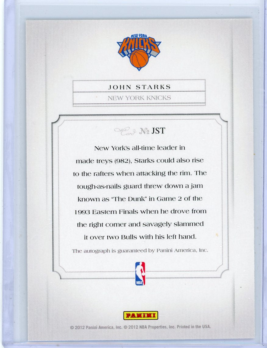 John Starks 2011-12 Panini Past & Present Elusive Ink Auto