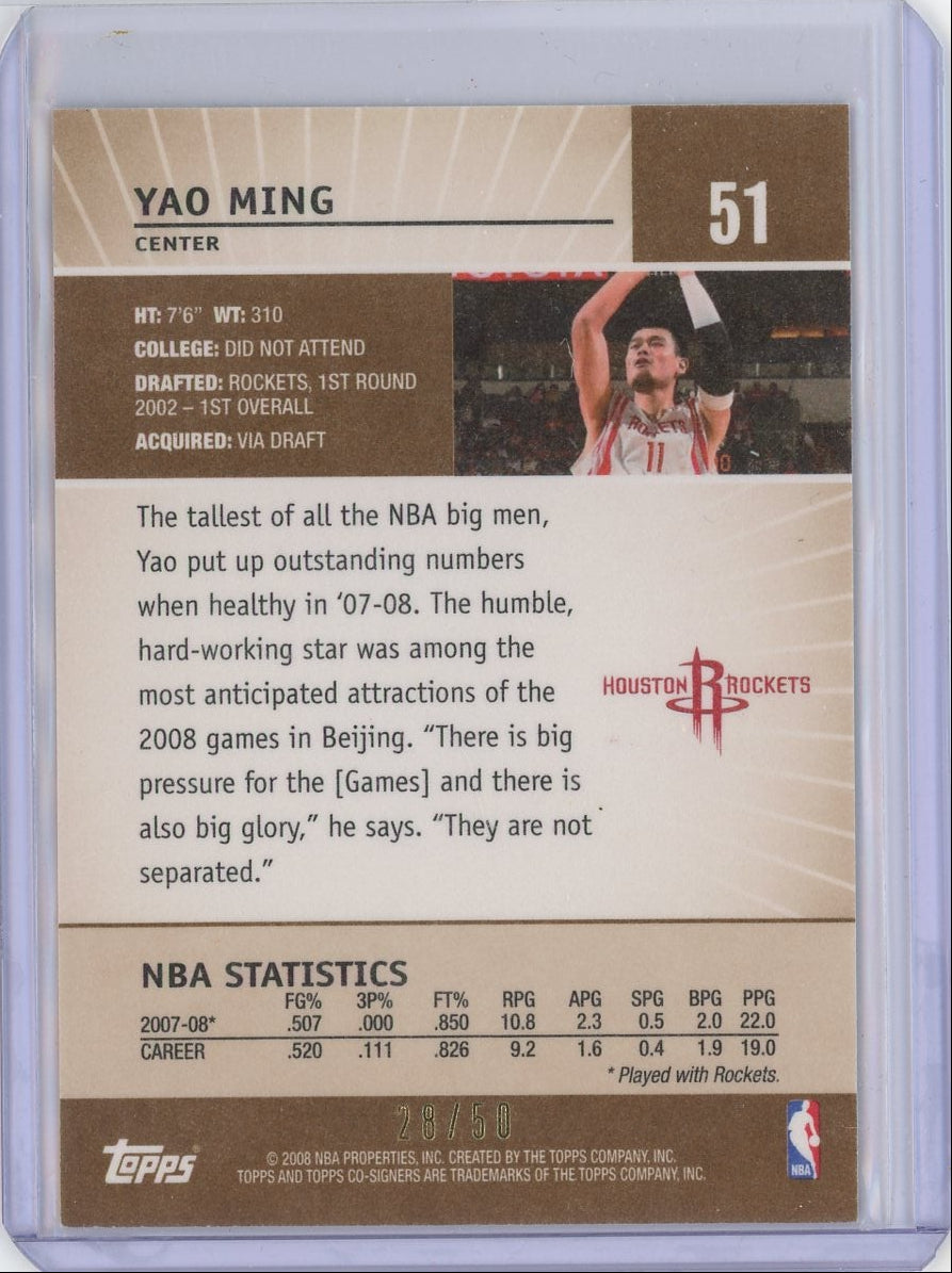 Yao Ming 2008 Topps Co-Signers gold #'d 28/50