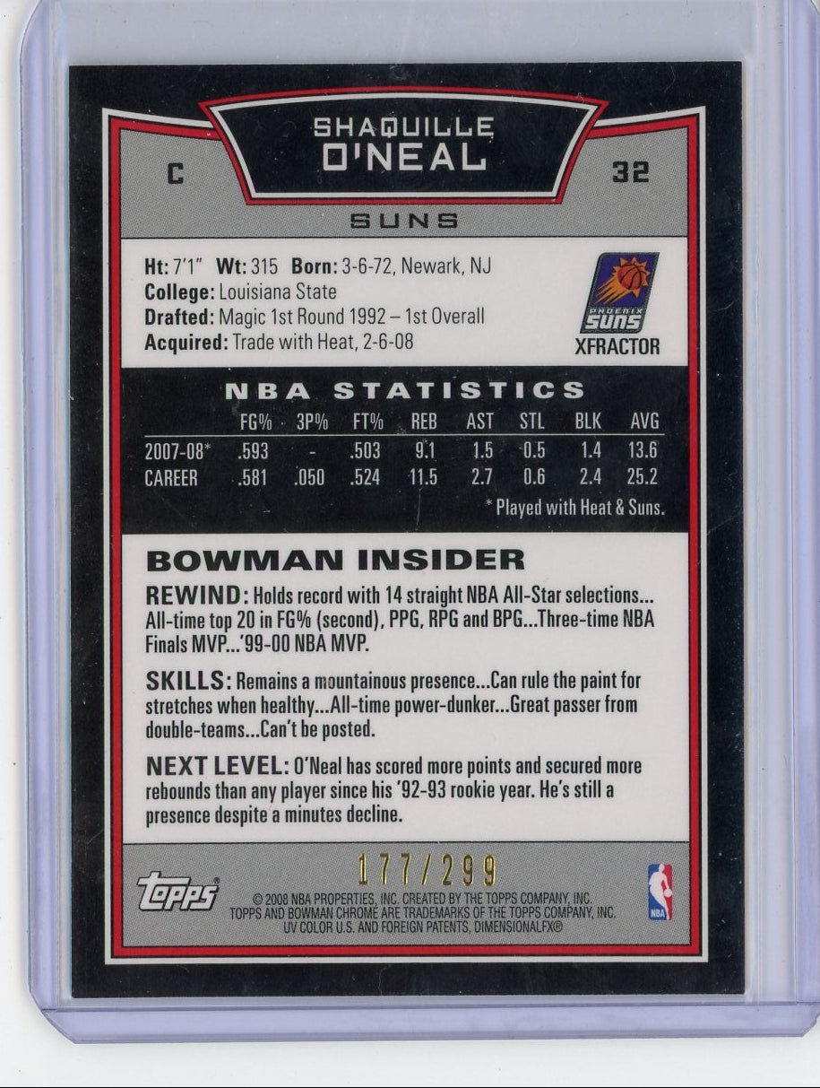 Shaquille O'Neal 2008 Bowman Chrome X-Fractor #'d 177/299
