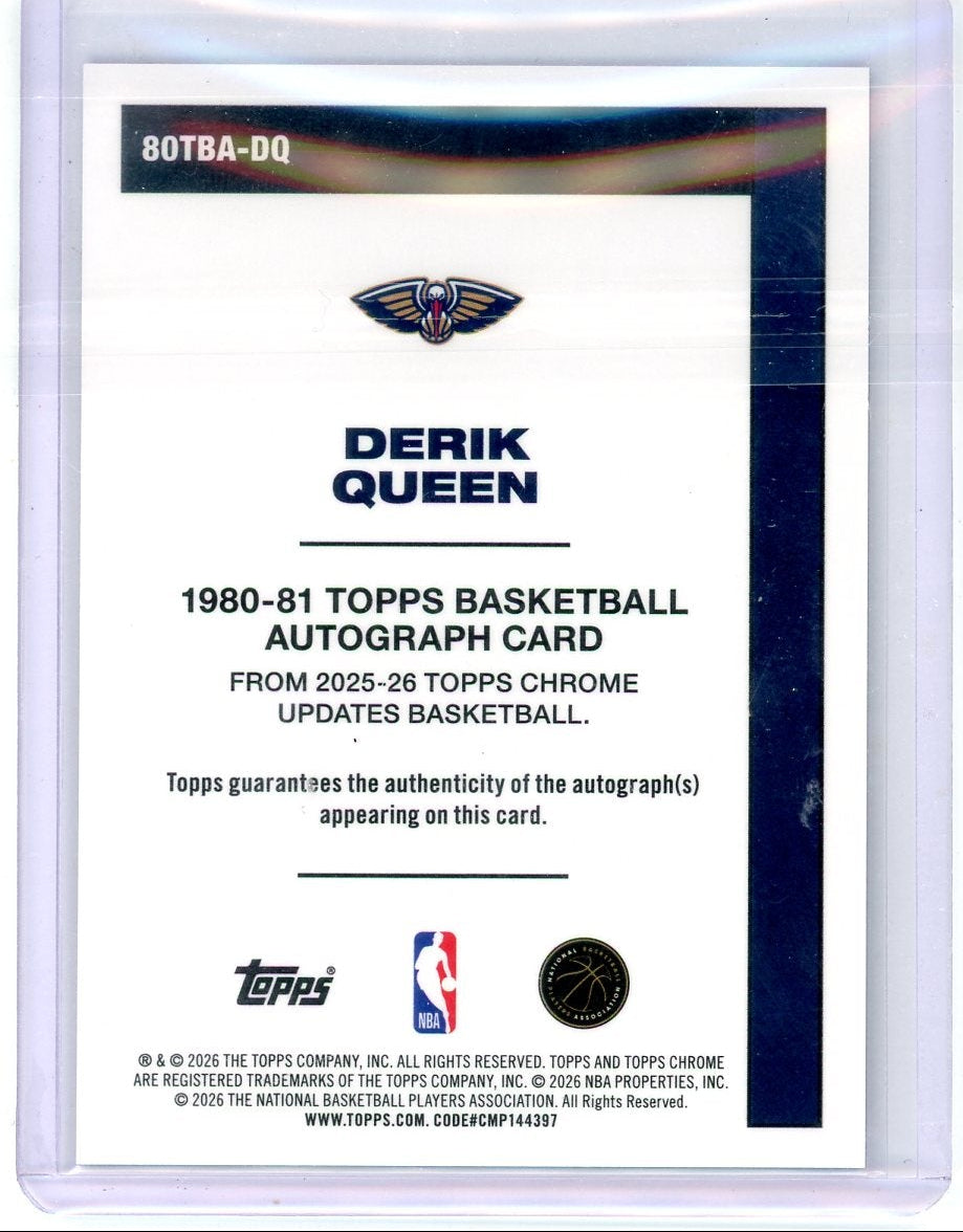 Derik Queen 2025-26 Topps Chrome Update 1980 Autograph Purple #'d 62/75