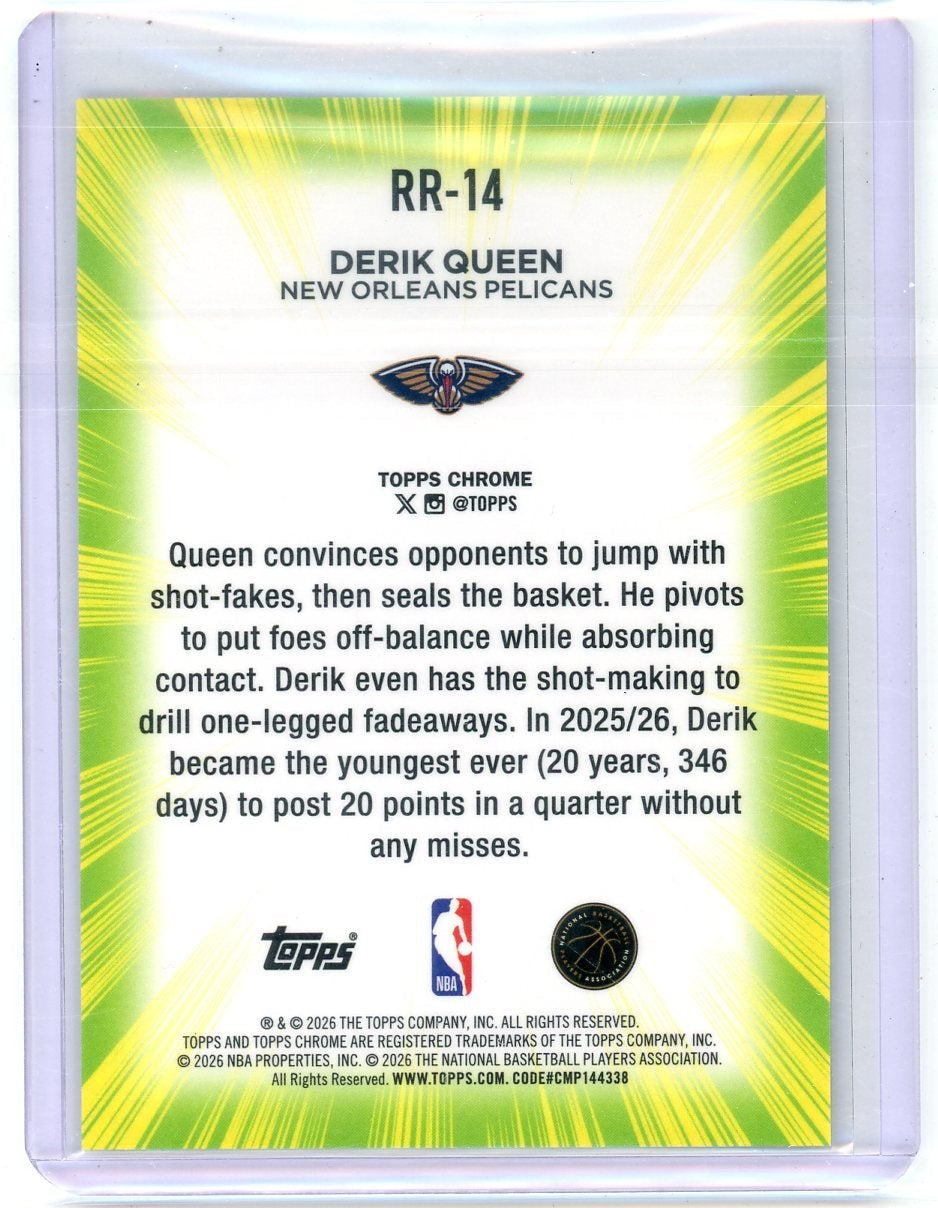 Derik Queen 2025-26 Topps Chrome Update Radiating Rookies SSP