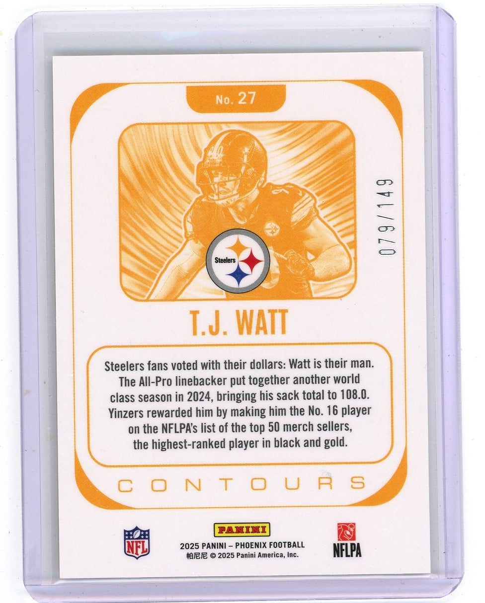 T.J. Watt 2025 Panini Phoenix Contours Yellow Pyramids #'d 079/149