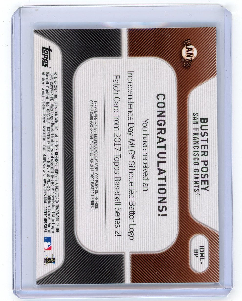 Buster Posey 2017 Topps Series 2 Commemorative MLB Logo Relic