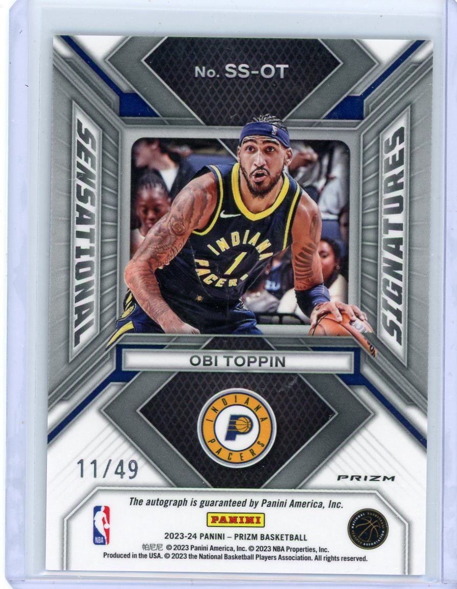 Obi Toppin 2023-24 Panini Prizm Sensational Signatures Auto Blue #'d 11/49