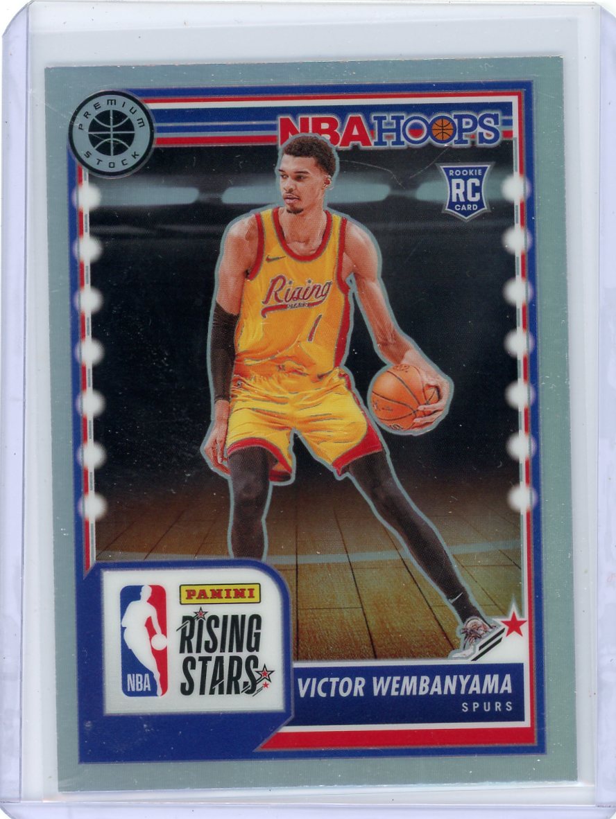 Victor Wembanyama 2023-24 Panini NBA Hoops Premium Stock Rising Stars Silver Holo Prizm RC