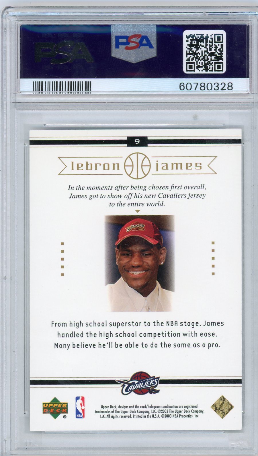 Lebron James 2003 Upper Deck Box Set #9 PSA 8