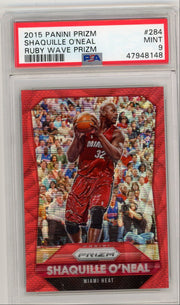 Shaquille O'Neal 2015 Panini Prizm Ruby Wave Prizm #'d 134/350 PSA 9