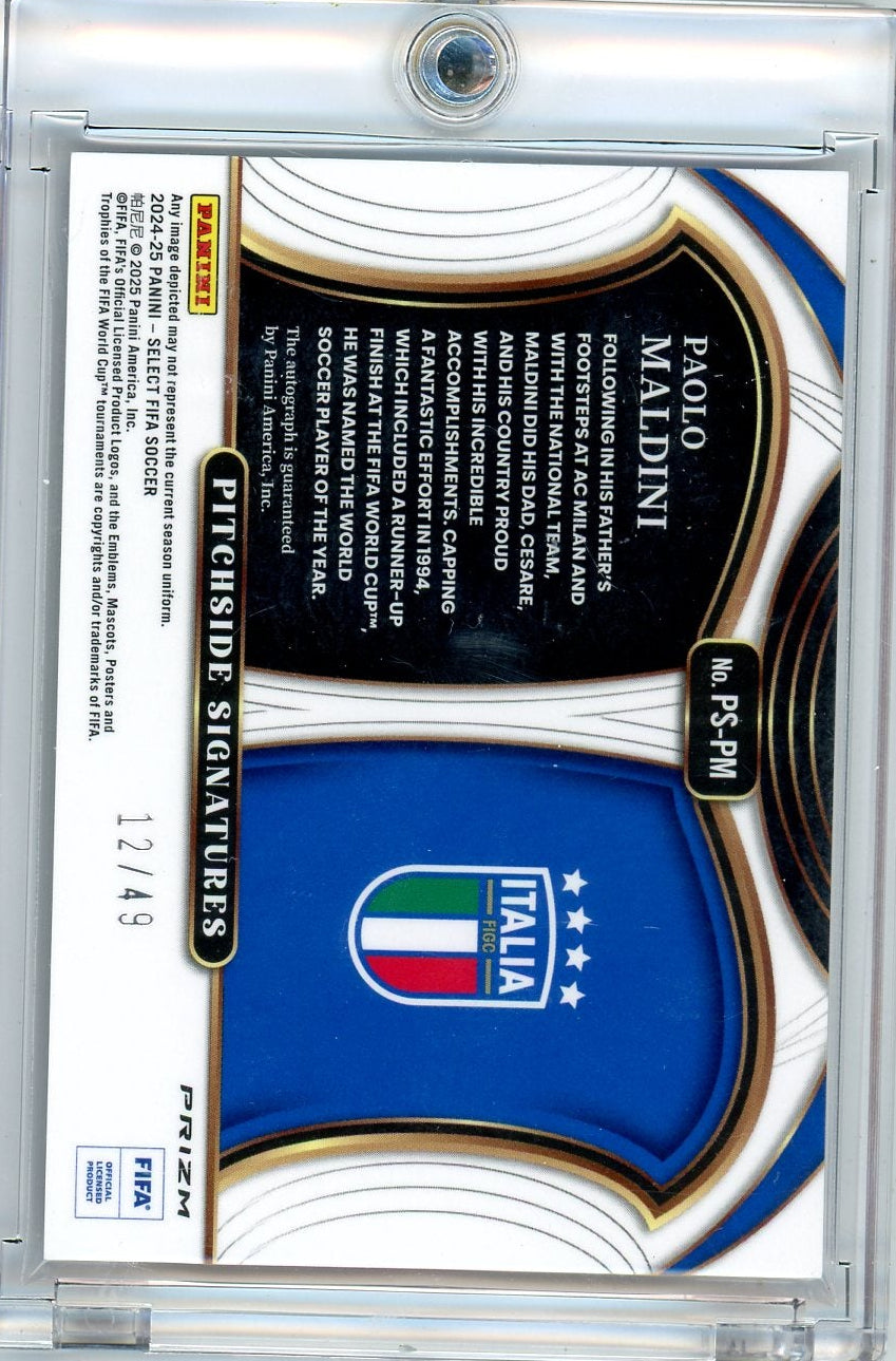 Paolo Maldini 2024-25 Panini Select FIFA Pitchside Signatures purple #'d 12/49