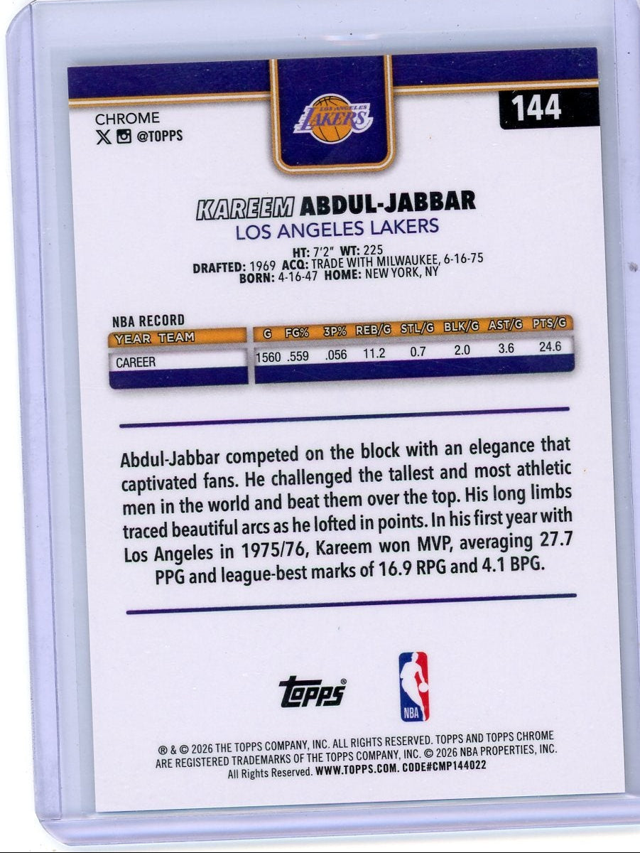 Kareem Abdul-Jabbar 2025-26 Topps Chrome Update Gold #'d 31/50