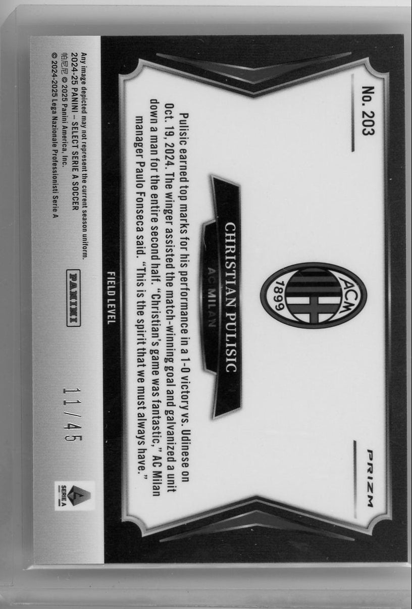 Christian Pulisic 2024-25 Panini Select Serie A bronze prizm #'d 11/45 (Jersey #)