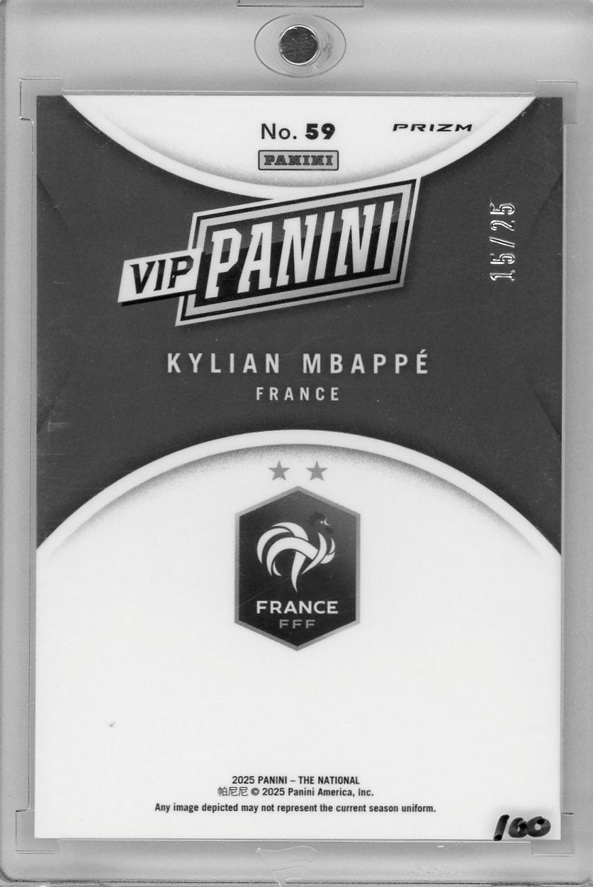 Kylian Mbappe 2025 Panini NSCC VIP RWB prizm #'d 15/25