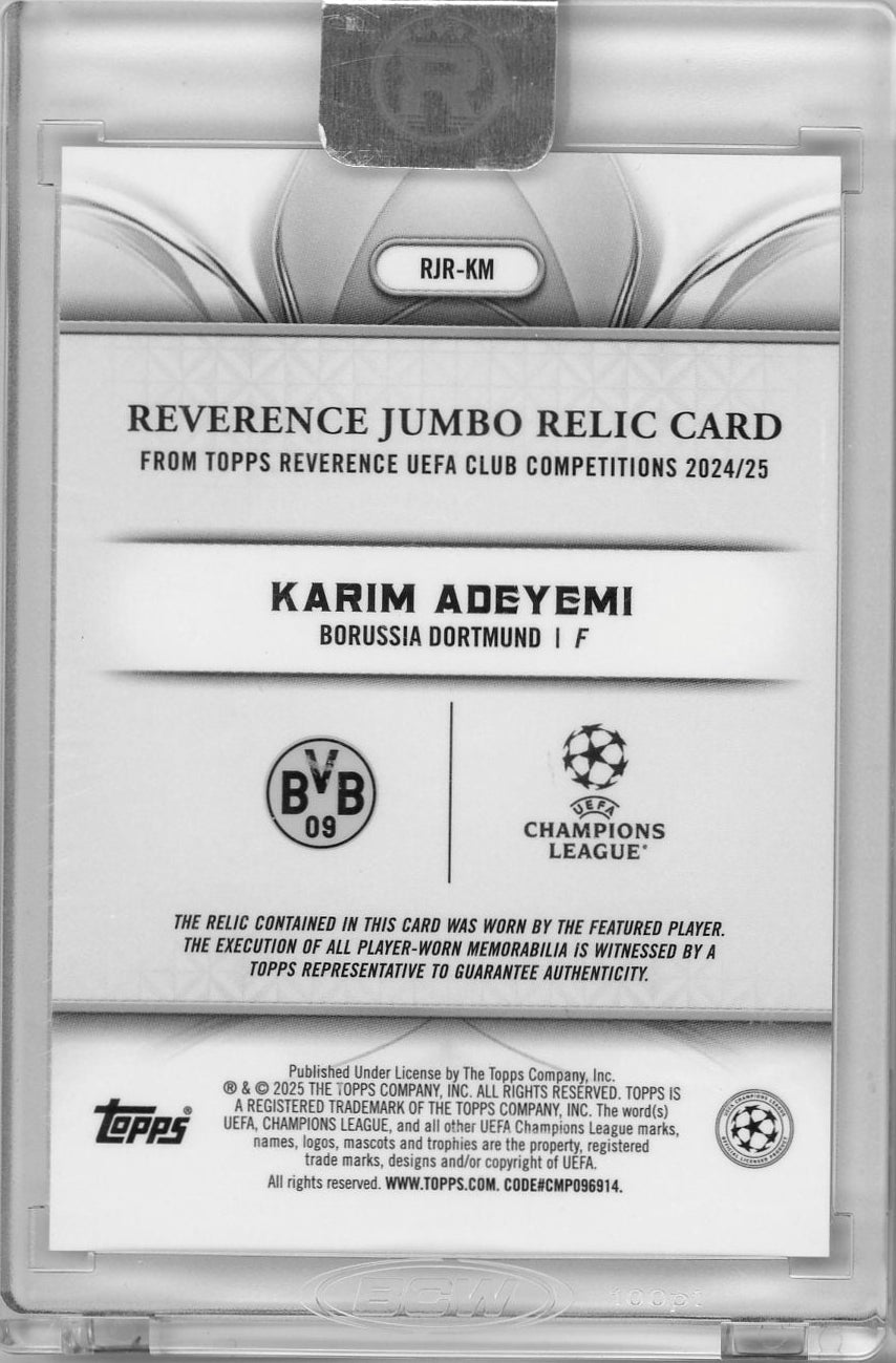 Karim Adeyemi 2025 Topps Reverence jumbo relic #'d 07/10