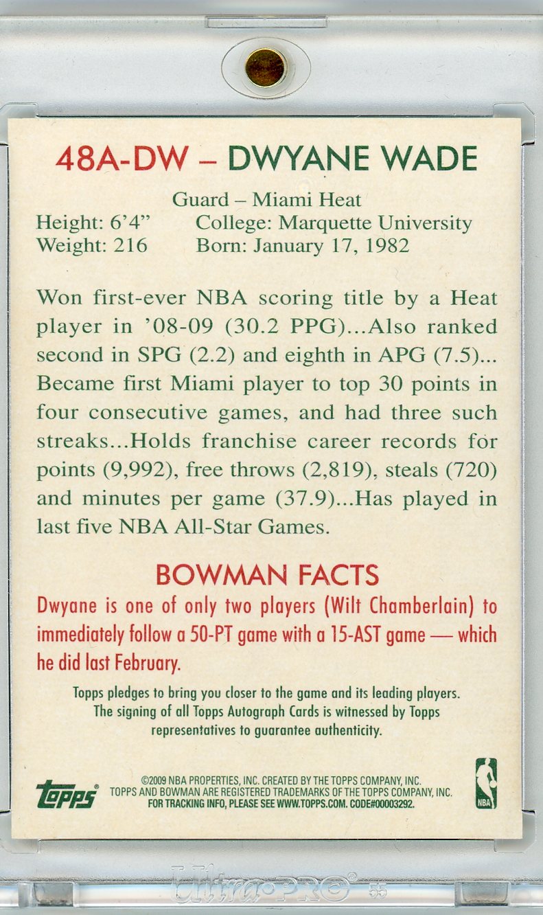 Dwyane Wade 2009-10 Bowman '48 Autograph
