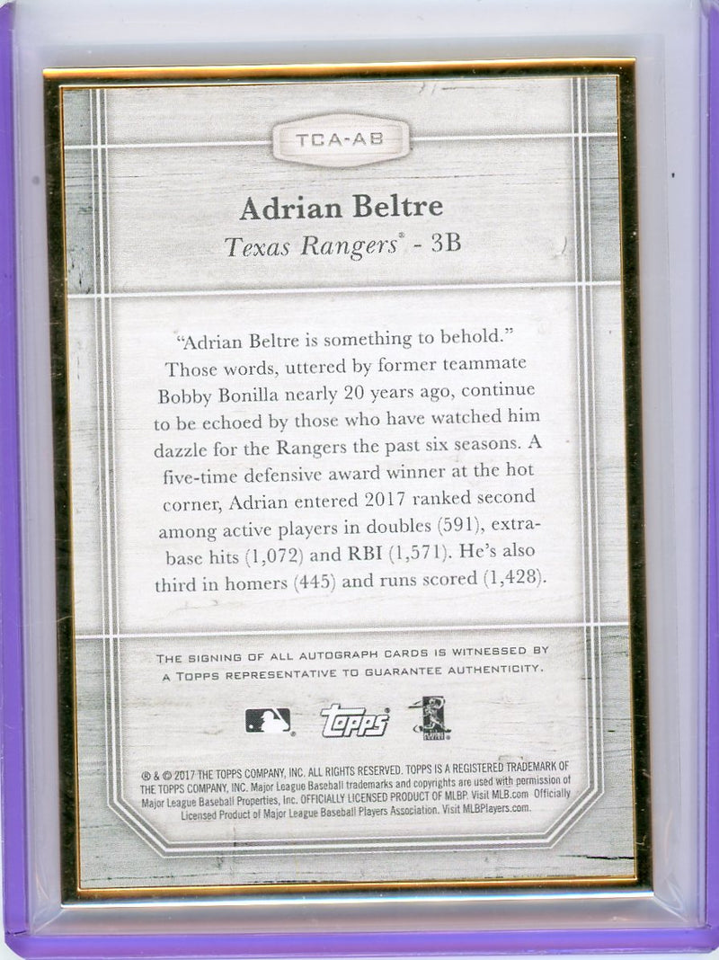 Adrian Beltre 2017 Topps Transcendent gold frame autograph 