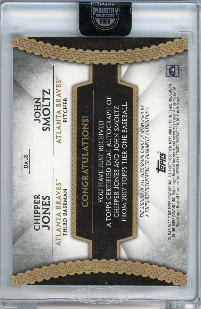 Chipper Jones & John Smoltz 2017 Topps Tier One Dual Auto #'d 13/25