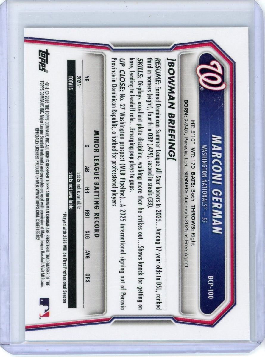 Marconi German 2026 1st Bowman Chrome Reptilian ref.