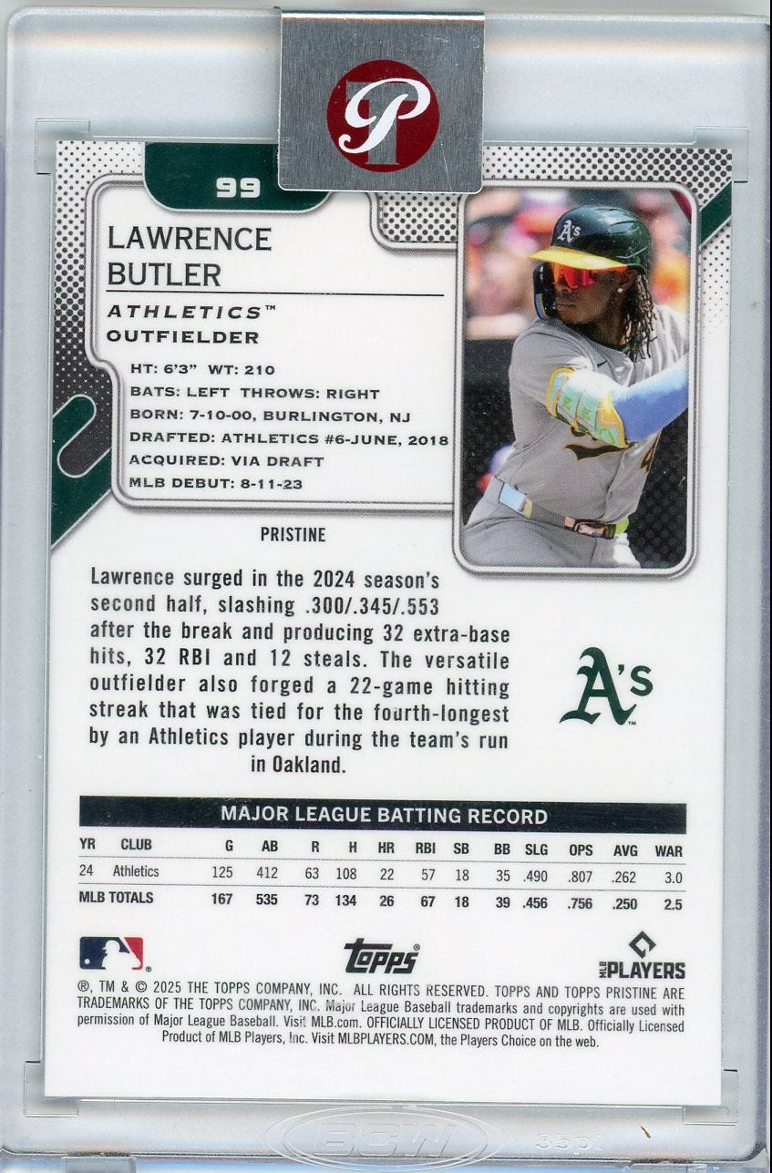 Vladimir Guerrero Jr 2025 Topps Pristine Aqua Error (Lawrence Butler Back) #'d 24/199