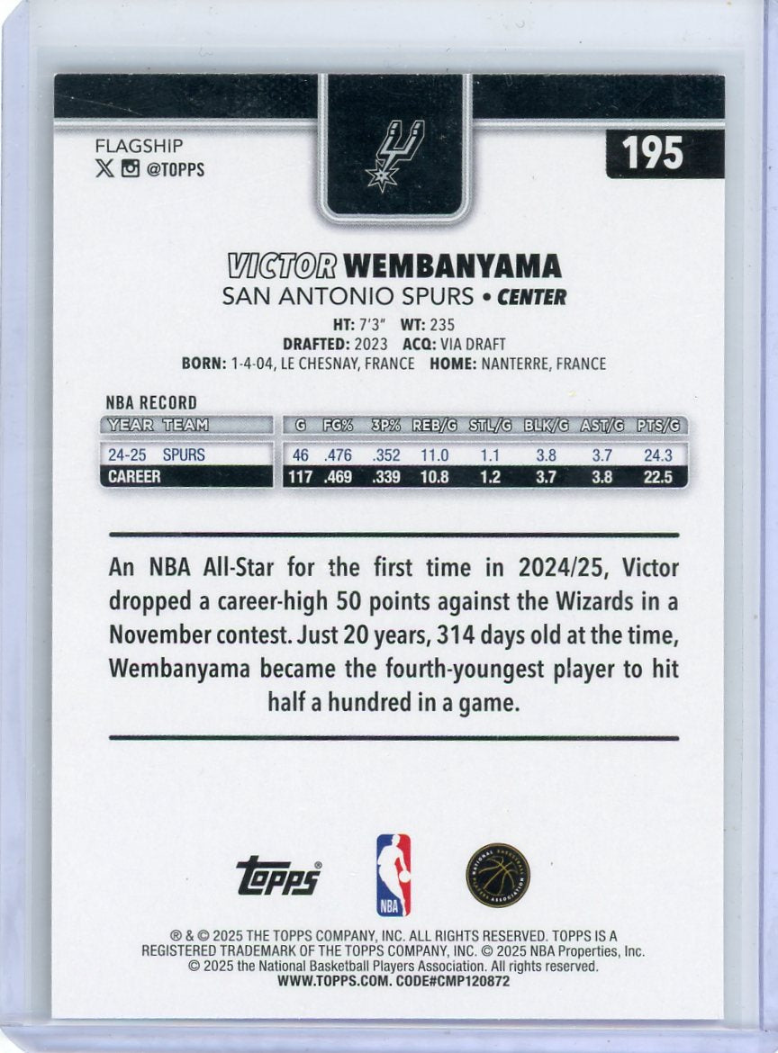 Victor Wembanyama 2025 Topps Basketball Gold #'d 1534/2025