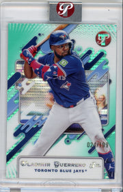 Vladimir Guerrero Jr 2025 Topps Pristine Aqua Error (Lawrence Butler Back) #'d 24/199