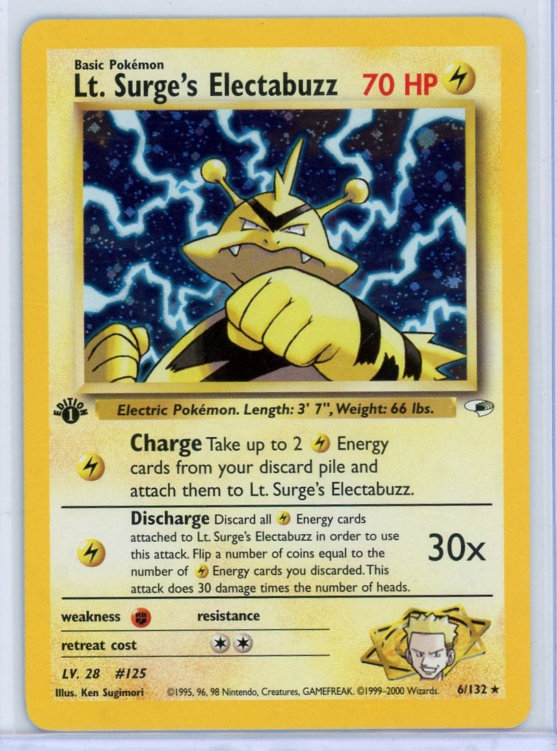 Lt. Surge's Electabuzz Pokémon Gym Heroes 1st Edition Holo #6/132 LP