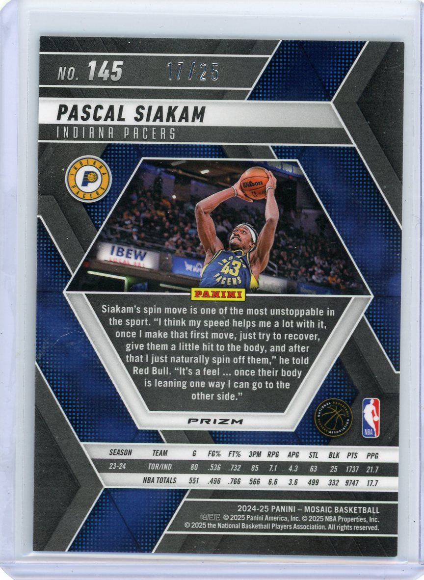 Pascal Siakam 2024-25 Panini Mosaic Spectris Blue FOTL Mosaic #'d 17/25