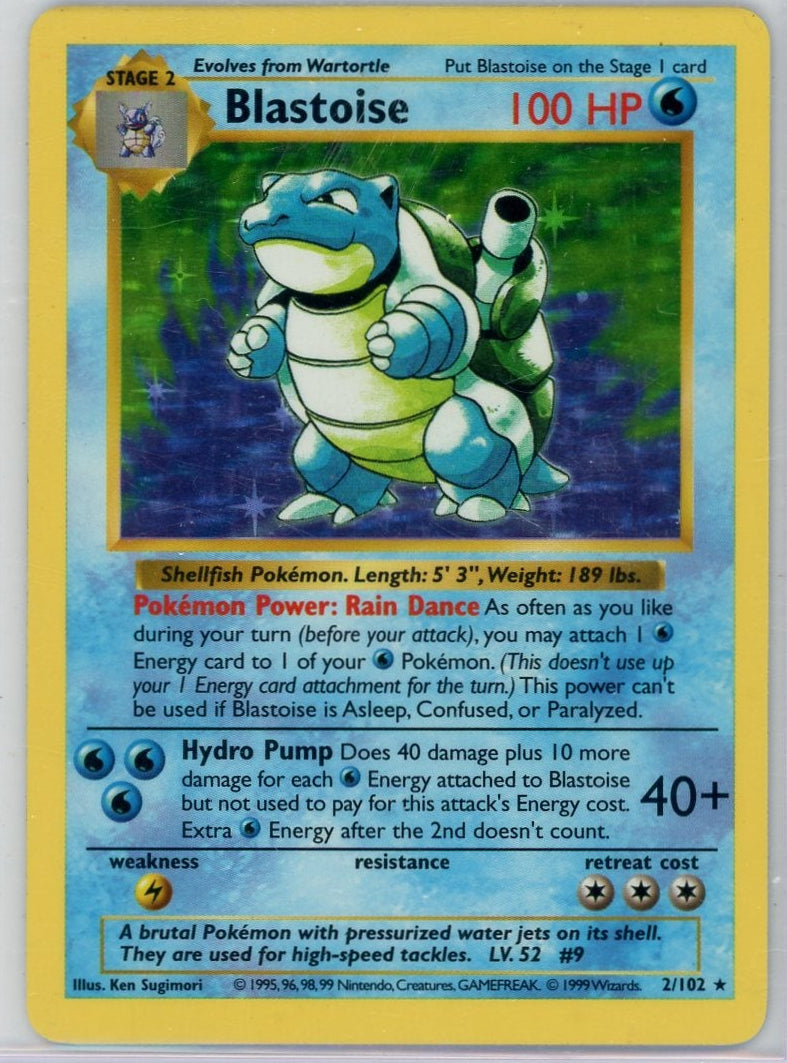Blastoise Pokémon Base Set Unlimited Holo #2/102 DMG