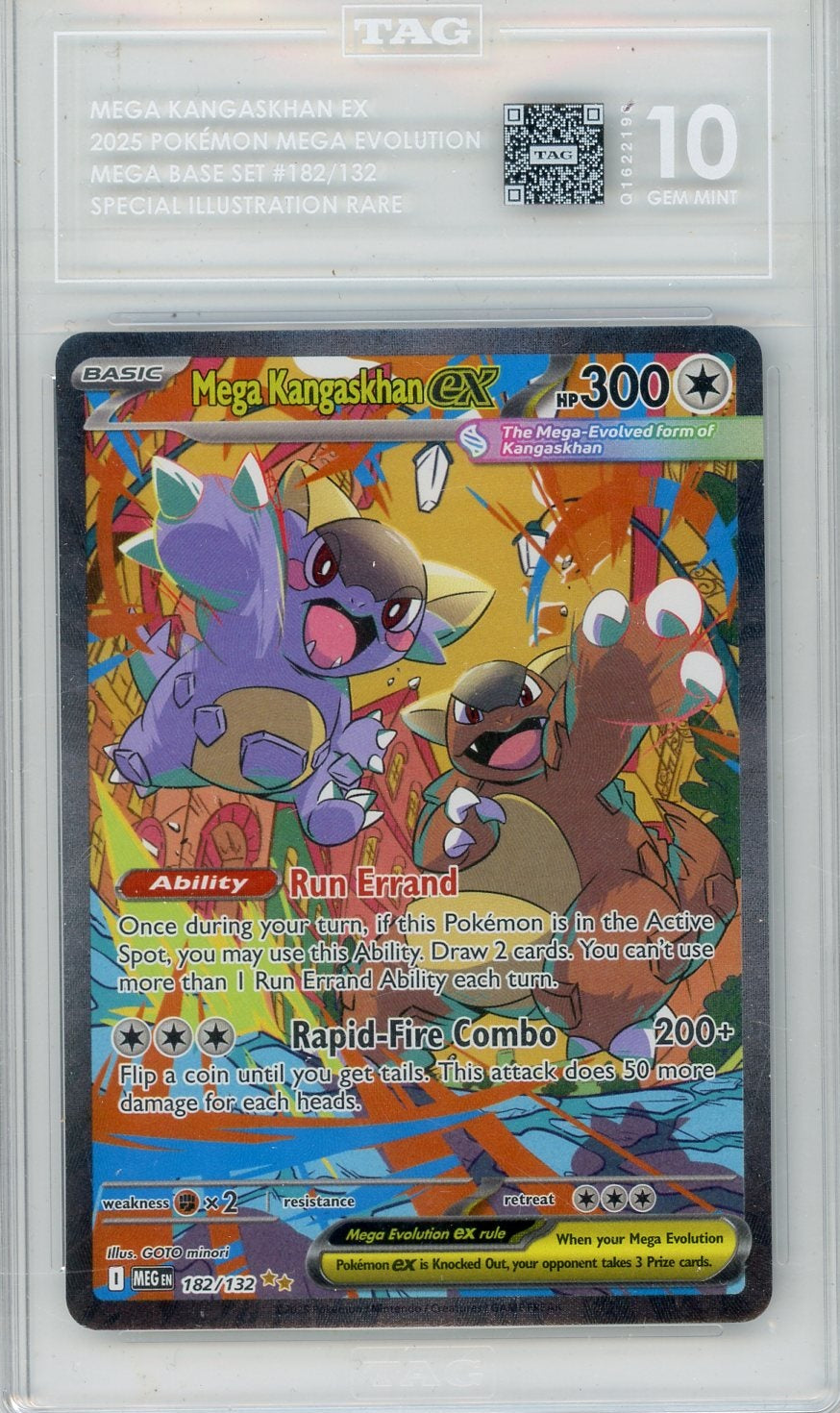 Mega Kangaskhan ex Pokemon Mega Evolution Base Set Special Illustration Rare #182/132 TAG 10