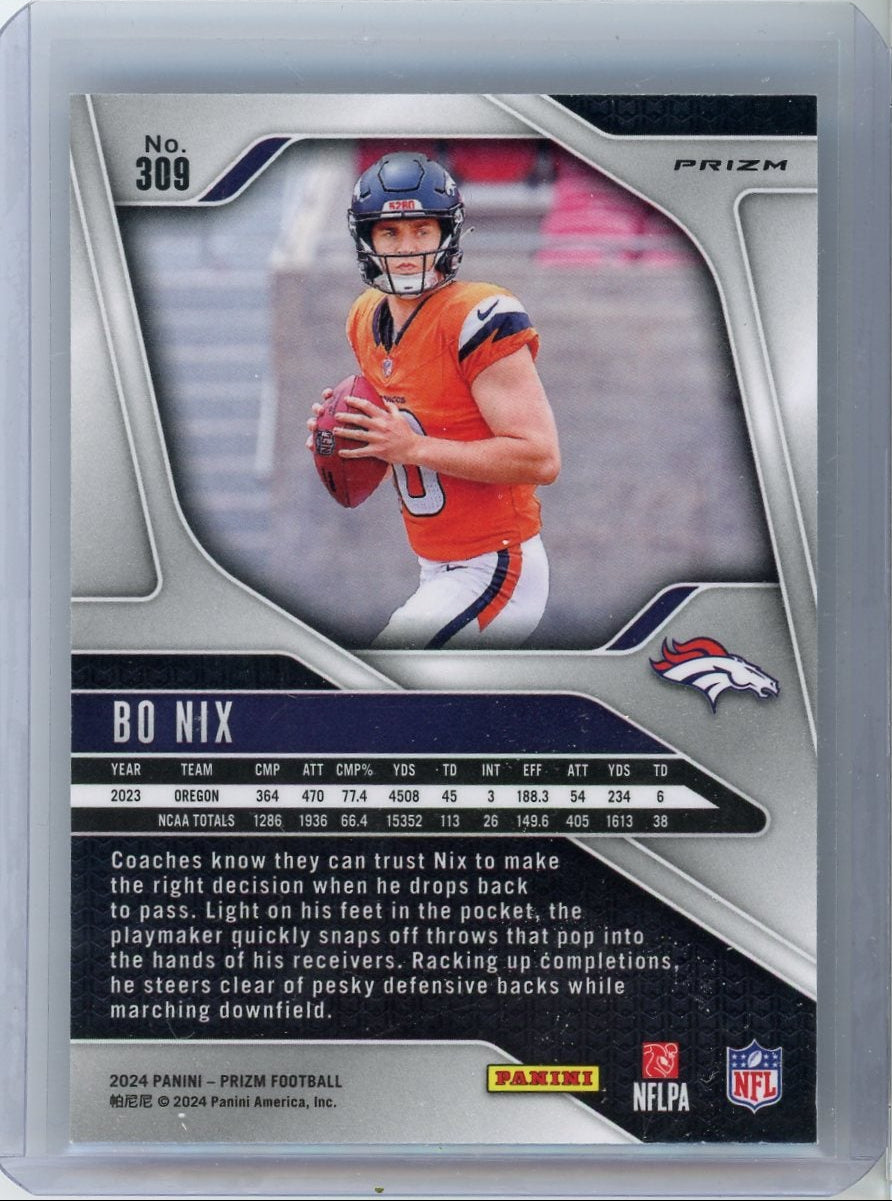 Bo Nix 2024 Panini Prizm Silver Prizm RC