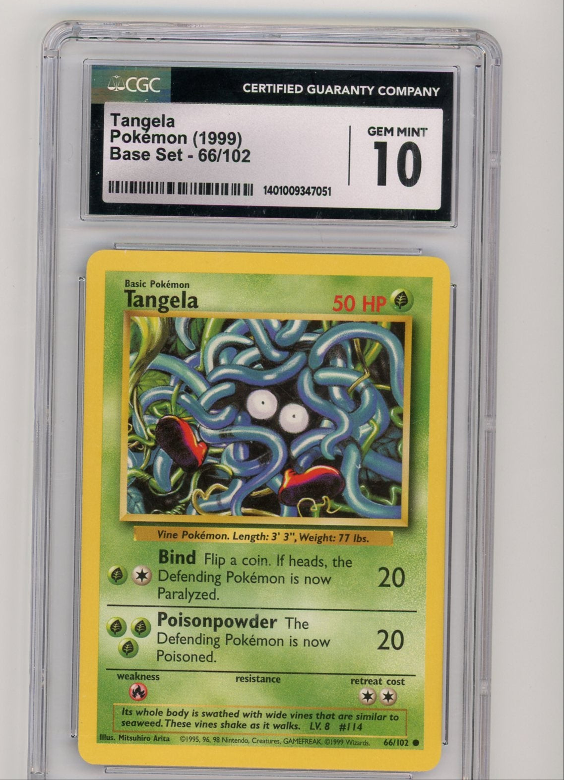 Tangela 1999 Pokemon Base Set non holo #66/102 CGC 10
