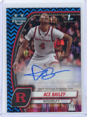Ace Bailey 2024-25 Bowman Chrome U 1st Bowman Auto Black and Blue Stealth Refractor #'d 028/100
