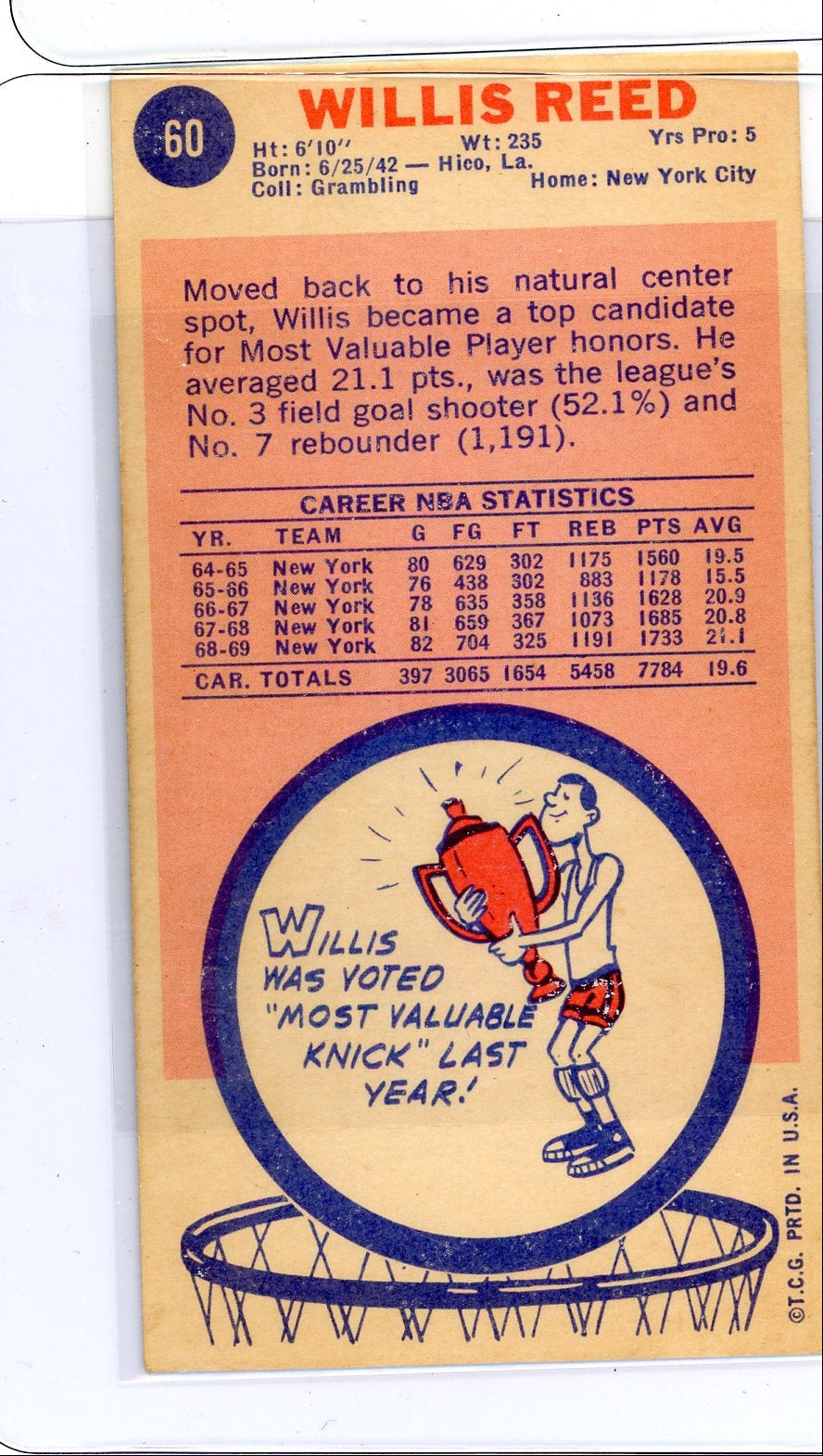 Willis Reed 1969-70 Topps #60