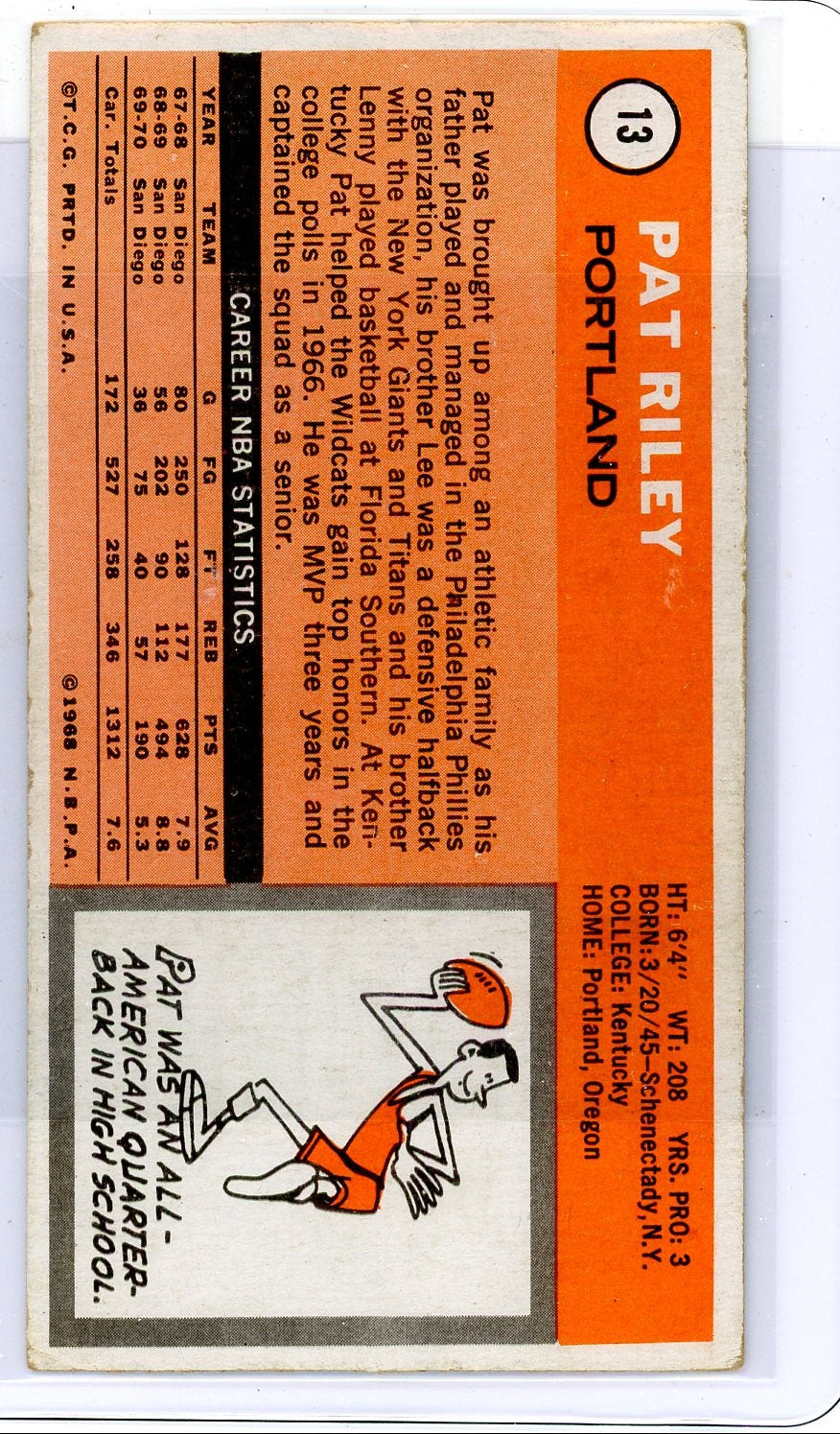 Pat Riley 1970-71 Topps #13