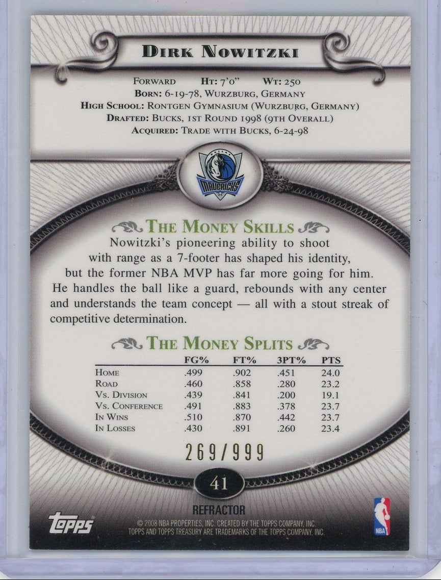 Dirk Nowitzki 2008 Topps Treasury refractor #'d 269/999