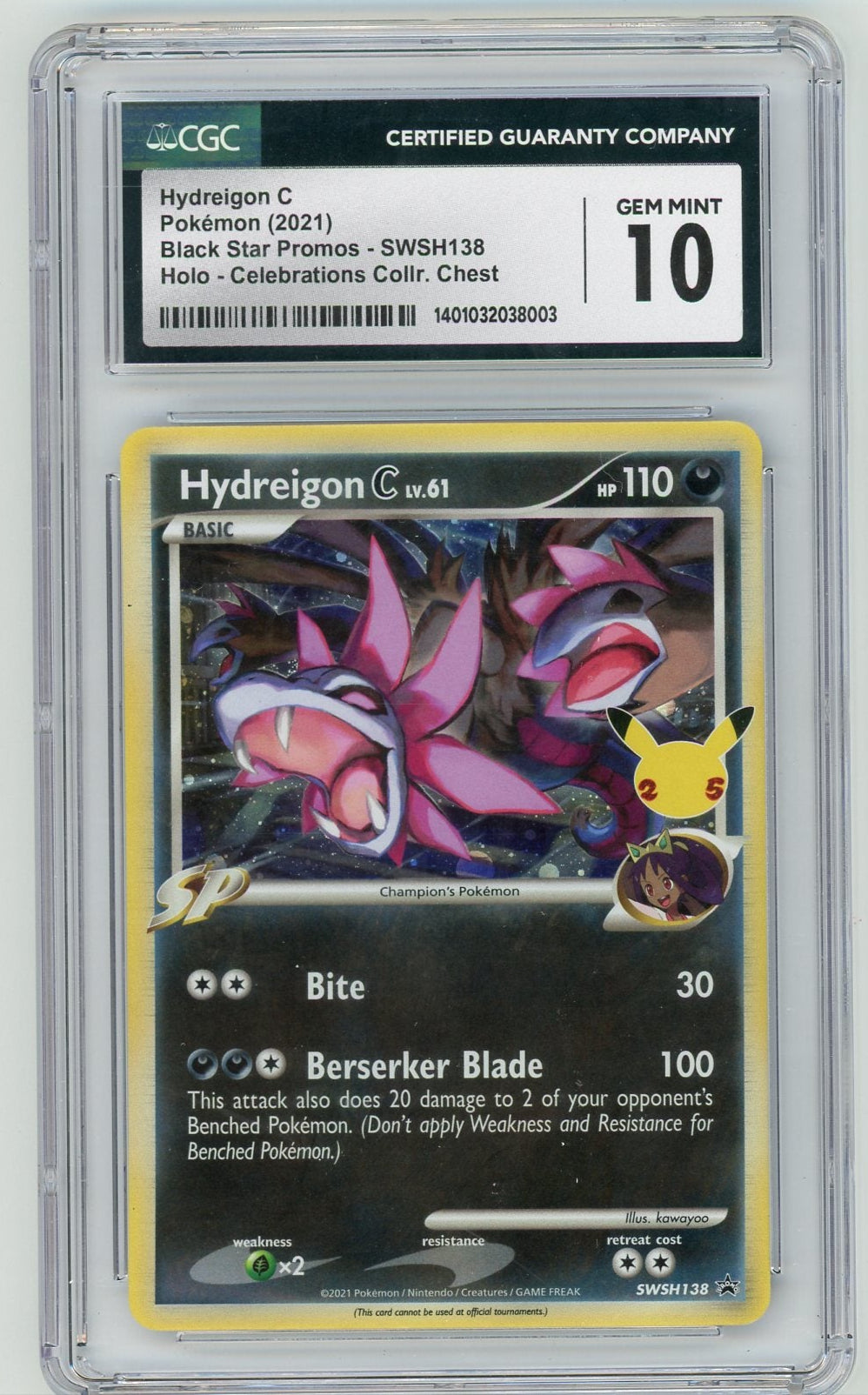 Hydreigon C 2021 Pokemon Celebrations Classic Coll. Black Star Promo #SWSH138 CGC 10