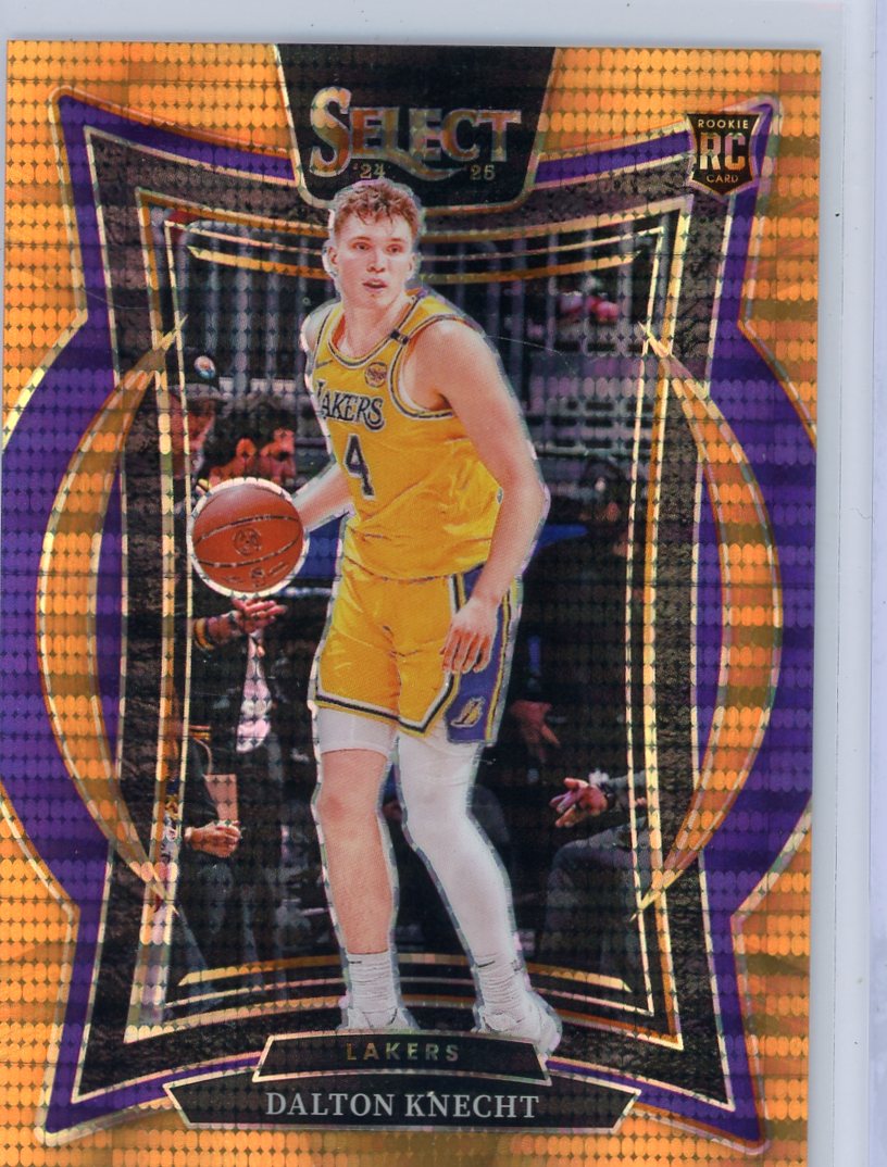Dalton Knecht 2024-25 Panini Select Concourse RC Pulsar Neon Orange FOTL Prizm #'d 18/18