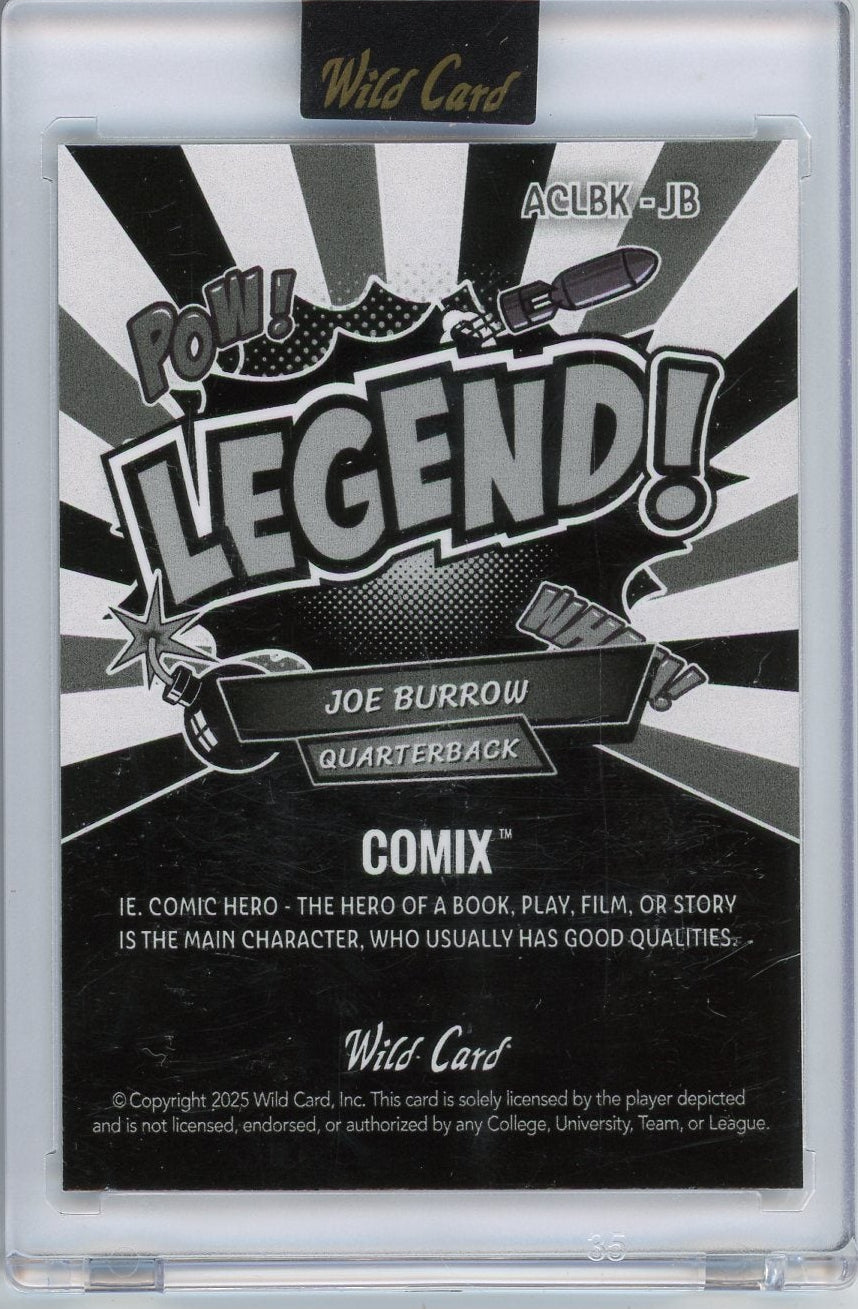 Joe Burrow 2025 Wild Card Comix Rookies and Legends Lazer #'d 1/3