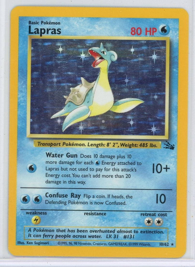 Lapras 1999 Pokémon Fossil holo #10/62 LP