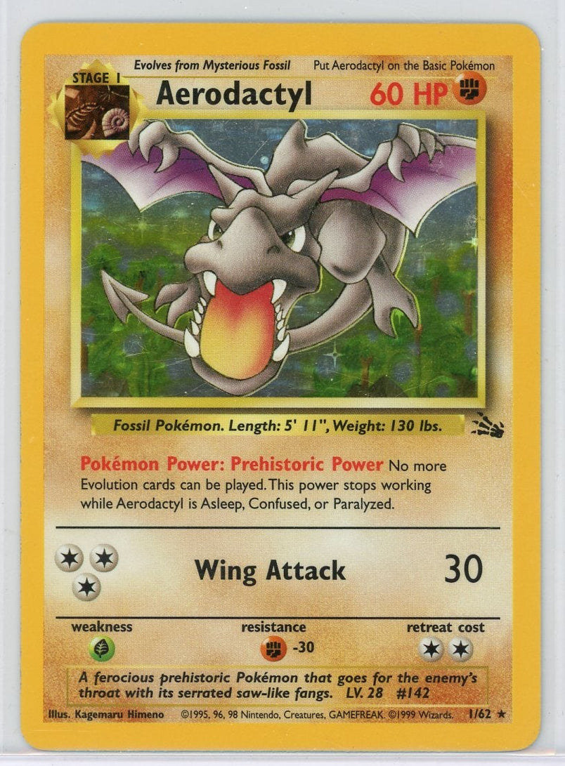 Aerodactyl 1999 Pok mon Fossil Holo 1 62 LP Piece Of The Game Aerodactyl 1999 Pok mon Fossil Holo 1 62 LP Piece Of The Game